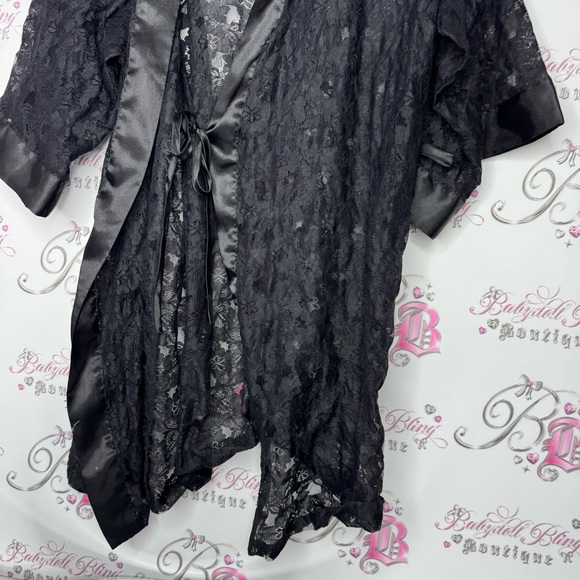 La senza robe kimono lace black tie up belt floral flowers mesh Lacey lounge - Picture 4 of 10